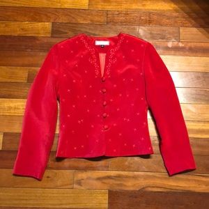 Anna Carole Silk Jacket. Red. Size: 6
